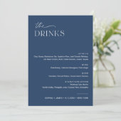 Invitation NEVE Navy Mariage Drink Bar Menu 5x7 Card (Debout devant)