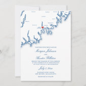 Invitation New Bedford MA Map Elegant Navy Blue Wedding (Devant)