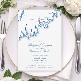 Invitation New Bedford MA Map Wedding Rehearsal Dinner