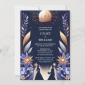 Invitation New Castle Luxe Fuchsia Crown Royal Blue Mariage (Devant)