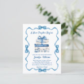 Invitation new chapter begins blue ribbon books baby shower (Debout devant)