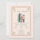 Invitation New Chapter Begins Bridal Shower Book Stack Floral (Devant)