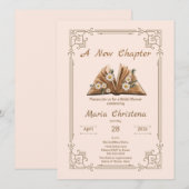 Invitation New Chapter Begins Bridal Shower Floral Open Book (Devant / Derrière)