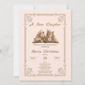 Invitation New Chapter Begins Bridal Shower Floral Open Book (Devant)