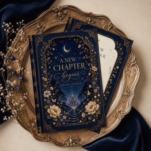 Invitation New Chapter begins Fantasy Enchanted bridal shower