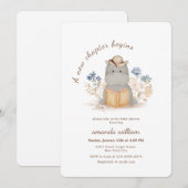 Invitation New Chapter Begins Jungle Safari Hippo Baby Shower (Devant / Derrière)