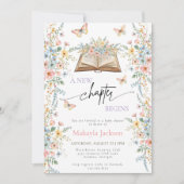 Invitation New Chapter Begins Storybook flowers Baby Shower (Devant)