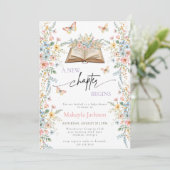 Invitation New Chapter Begins Storybook flowers Baby Shower (Debout devant)