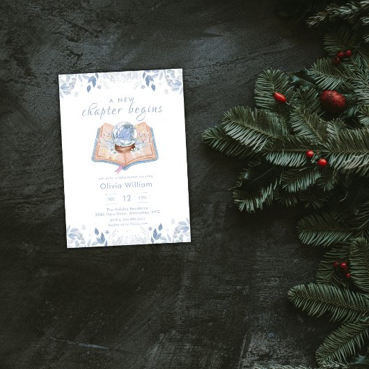Invitation New Chapter Begins Winter Snowball Baby Shower