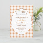Invitation New Chapter Neutral Book Baby Shower Invite (Debout devant)