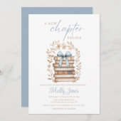 Invitation New Chapter Storybook Blue Baby Shower All In One (Devant / Derrière)