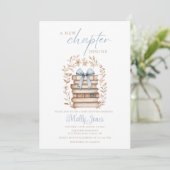 Invitation New Chapter Storybook Blue Bow Baby Shower (Debout devant)