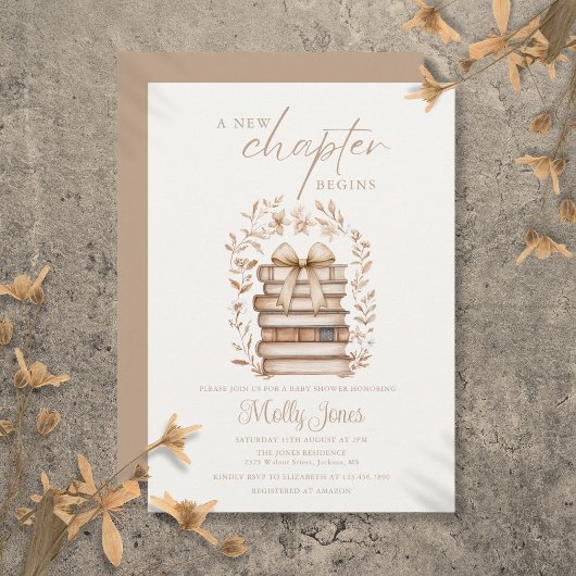 Invitation New Chapter Storybook Bow Baby Shower