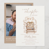 Invitation New Chapter Storybook Bow Baby Shower Photo (Devant / Derrière)