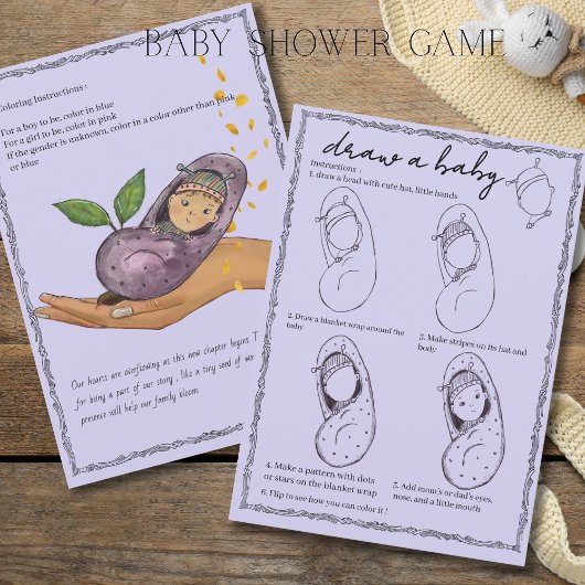 Invitation New Chapter Storybook Draw a Baby Shower Game Card