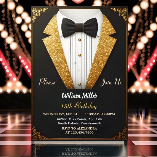 Invitation New Chic Suit Award Hommes Adulte Tuxedo 18e Anniv