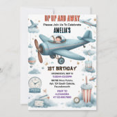Invitation New Cloud 9 Fly Cute Sky Joy Avion 1er Anniversair (Devant)
