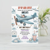 Invitation New Cloud 9 Fly Cute Sky Joy Avion 1er Anniversair (Debout devant)