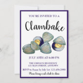 Invitation New England Clambake Beach Summer Seood Dinner (Devant)