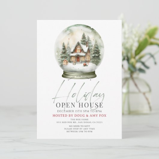 Invitation New Home Globe des neiges Noël Holiday Open House (Debout devant)