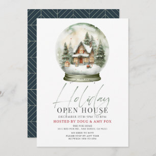 Invitation New Home Globe des neiges Noël Holiday Open House