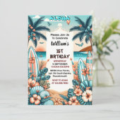 Invitation New Joy hula Luau Surf aloha hawaiian 1er annivers (Debout devant)