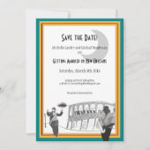 Invitation New Orleans Jazz Save the Date (turquoise & or) (Devant)
