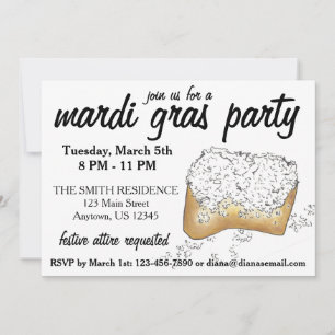 Invitation New Orleans Mardi Gras NOLA Party Pâtisserie Beign
