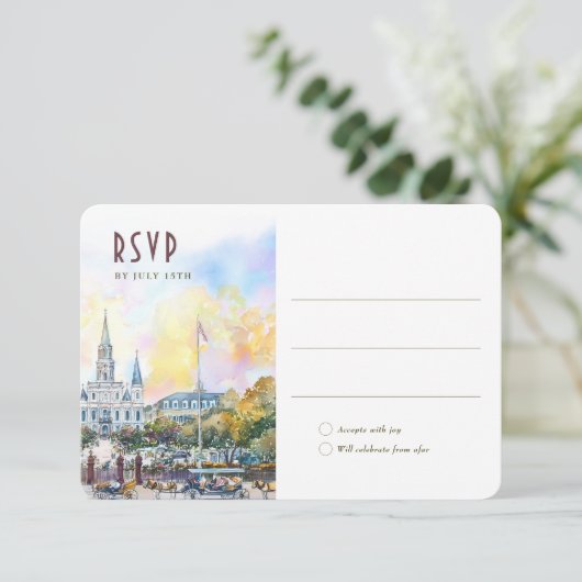 Invitation New Orleans RSVP Wedding Insert Destination (Debout devant)