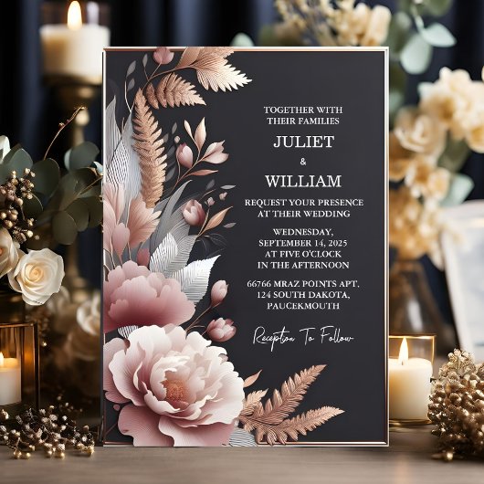 Invitation New Soie rose Boho Peony Garden Dusty Rose Mariage