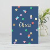 Invitation New Year Confetti Midnight Blue Greeting Card (Debout devant)