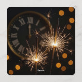 Invitation New Year Eve Sparklers On a Midnight Clock (Dos)