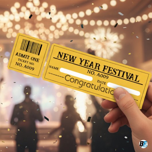 Invitation New Year Festival Party Entry Ticket