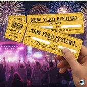 Invitation New Year Festival Party Entry Ticket