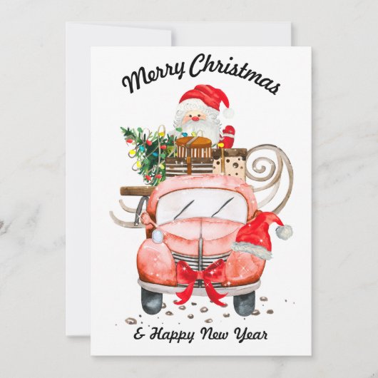 Invitation new year Santa truck merry Christmas (Devant)