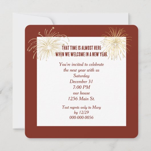 Invitation New Year's Eve Party Countdown Clock (Dos)