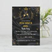 Invitation New years Eve Party gold and black digital (Debout devant)