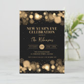 Invitation New Years Eve Party Gold Black Winter Wonder (Debout devant)