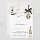 Invitation New Year's Eve Party Gold Glitzy Sparkle  (Devant)