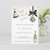 Invitation New Year's Eve Party Gold Glitzy Sparkle  (Debout devant)