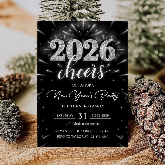 Invitation New Year's Party 2026 Silver Modern