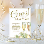 Invitation New Years Party, Cheers, Gold, Elegant 