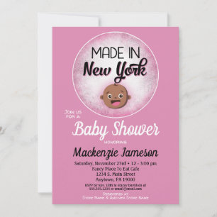 Invitation New York Baby shower Africain Américain Pink Baby