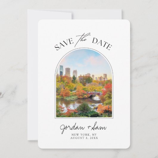 Invitation New York Central Park Mariage d'automne Enregistre (Devant)