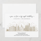 Invitation New York City Big Anniversaire Apple Party Gold (Devant / Derrière)