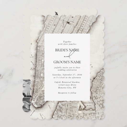 Invitation New York City Destination Mariage NYC (Devant / Derrière)