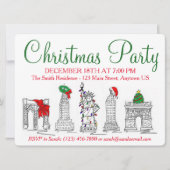 Invitation New York City NYC Points de repère Noël (Devant)