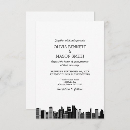 Invitation New York City Skyline Cityscape (Devant / Derrière)