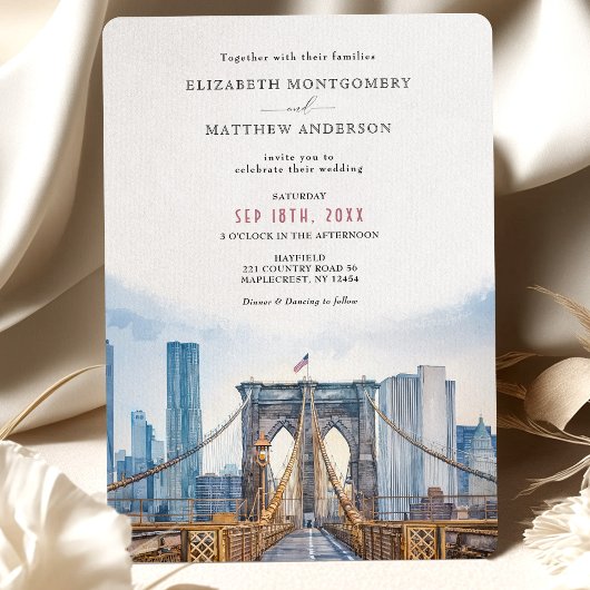 Invitation New York City Skyline Mariage Brooklyn Bridge