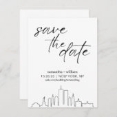 Invitation New York City Skyline MINIMALIST Enregistrer La Da (Devant / Derrière)